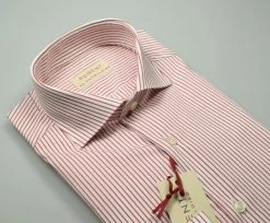 Regent By Pancaldi Camicia Slim Fit Pancaldi A Righe Rosse Cotone Stretch -Meyer Shop 0 003e85a7 1456