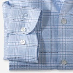 OLYMP Level Five Camicia Celeste A Quadri Olymp Slim Fit Cotone Twill Stretch -Meyer Shop 0 052f5b52 706
