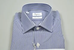 Camicia Slim Fit In Cotone Doppio Ritorto Ingram A Righe Azzurre -Meyer Shop 0 0556769b 1600