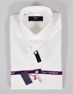 Camicia Ingram Cottonstir Bianca Slim Fit Cotone Lavorato Picchè