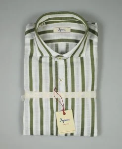 Camicia Slim Fit Ingram A Righe Verde Collo Alla Francese -Meyer Shop 0 069e1463 1200