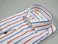 Camicia Ingram A Righe Blu E Rosso Slim Fit Collo Alla Francese