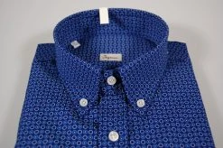 Camicia Ingram Button Down Blu A Fantasia In Puro Cotone -Meyer Shop 0 096fe32b 1600