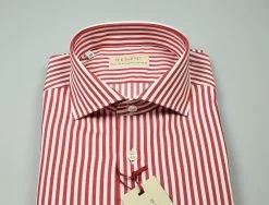 Regent By Pancaldi Camicia Pancaldi Slim Fit Collo Alla Coreana A Righe Rosse