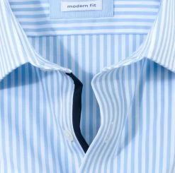 OLYMP TENDEZ Camicia A Righe Celeste Olymp Modern Fit Cotone Facile Stiro