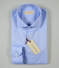 Regent By Pancaldi Camicia Azzurra Slim Fit Pancaldi Cotone Oxford Alto Pregio
