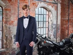 Baggi Men Smoking Blu Navy Baggi Cerimonia Slim Fit Completo Di Panciotto E Papillon -Meyer Shop 0 0b724903 1278