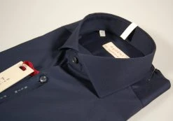 Regent By Pancaldi Camicia Blu Scuro Slim Fit Pancaldi In Cotone Elasticizzato -Meyer Shop 0 0b943824 1600