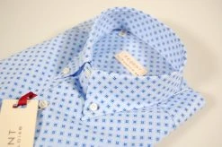 Camicia Azzurra A Fantasia Pancaldi Collo Button Down Con Taschino -Meyer Shop 0 0c3194b6 1600