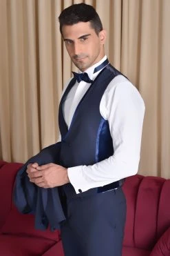 Baggi Men Smoking Blu Baggi Slim Fit Con Petto A Scialle In Velluto -Meyer Shop 0 0cb6e9e9 1200