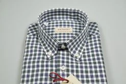 Regent By Pancaldi Camicia Pancaldi Regular Fit Collo Button Down A Quadretti Blu E Verde