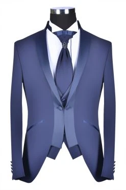 Baggi Men Abito Alla Coreana Da Sposo Blu Marine Baggi Cerimonia