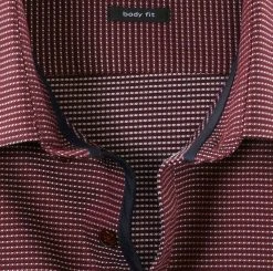 OLYMP Level Five Camicia Olymp Bordeaux Con Micro Disegno Slim Fit