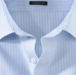 OLYMP Luxor Camicia A Righe Celeste Olymp Modern Fit Cotone Stiro Facile -Meyer Shop 0 128de07c 706