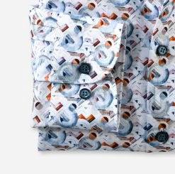 OLYMP Level Five Camicia Slim Fit Olymp Disegno Grafico Stampato Cotone Stretch