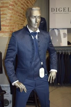Musani Uomo Abito Musani Blu Damascato Slim Fit