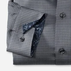 OLYMP Luxor Camicia Olymp Grigio Micro Fantasia Modern Fit Cotone Facile Stiro -Meyer Shop 0 180eaffa 706