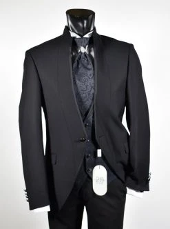 Abito Nero Slim Fit Musani Cerimonia Modello Alla Coreana -Meyer Shop 0 186e0571 1200