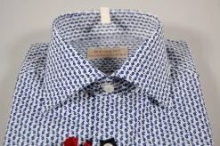 Regent By Pancaldi Camicia Slim Fit Pancaldi Cotone Stretch Fantasia Azzurra