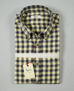 Camicia Ingram A Quadri Blu E Giallo In Flanella Button Down Modern Fit