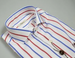 Camicia Ingram A Righe Blu E Rosso Slim Fit Collo Alla Francese -Meyer Shop 0 19a8346b 1560