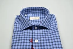 Regent By Pancaldi Camicia Pancaldi Slim Fit Cotone Caldo Flanella A Quadri Azzurro E Blu