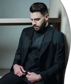 Musani Uomo Wedding 2.0 Smoking Nero Slim Fit Musani Con Petto A Lancia Brillantinato -Meyer Shop 0 1a434e2b 834