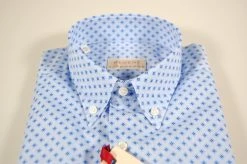 Camicia Azzurra A Fantasia Pancaldi Collo Button Down Con Taschino -Meyer Shop 0 1ba39c91 1600