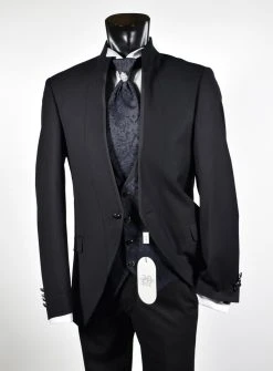 Abito Nero Slim Fit Musani Cerimonia Modello Alla Coreana