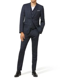 DIGEL Move Extra Slim Fit Abito Moda Slim Fit Digel Blu A Quadri Con Panciotto -Meyer Shop 0 1c9cd49f 1548