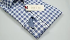 Regent By Pancaldi Camicia In Flanella Rasata Slim Fit Quadri Blu E Grigio