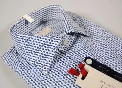 Regent By Pancaldi Camicia Slim Fit Pancaldi Cotone Stretch Fantasia Azzurra -Meyer Shop 0 1ece02a1 1600