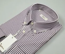 Camicia Ingram A Righe Bordeaux Collo Button Down -Meyer Shop 0 1f1603b8 1425