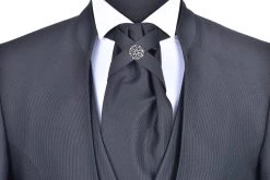 Baggi Men Abito Da Sposo Nero Alla Coreana Baggi Slim Fit