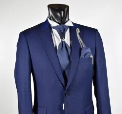 Abito Musani Cerimonia Bluette Slim Fit Con Petto A Lancia -Meyer Shop 0 292eaae7 1289