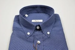 Camicia Button Down Ingram Blu Puro Cotone Disegno Piccolo Stampato -Meyer Shop 0 2aca1b77 1600