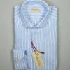 Regent By Pancaldi Camicia Pancaldi Slim Fit In Puro Lino Celeste Chiaro A Righe