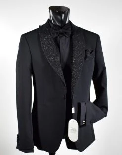 Musani Uomo Wedding 2.0 Smoking Nero Slim Fit Musani Con Petto A Lancia Brillantinato -Meyer Shop 0 2c6f6a51 1200