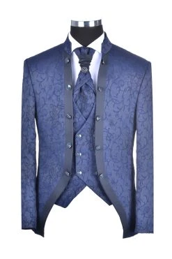 Baggi Men Abito Da Sposo Baggi Damascato Blu Slim Fit -Meyer Shop 0 2d0c5e3a 1200