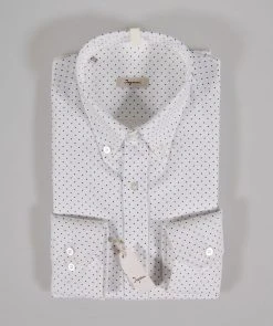 Camicia Bianca A Pois Piccoli Blu Collo Button Down -Meyer Shop 0 2e99a349 1200