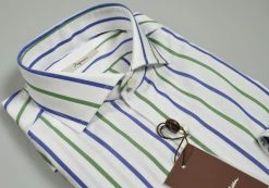 Camicia Ingram A Righe Blu E Verde Slim Fit Collo Alla Francese -Meyer Shop 0 2f835722 1600