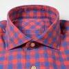 Camicia Ingram Slim Fit In Flanella Rasata A Quadri Blu E Rosso