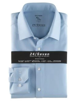 OLYMP No. Six Camicia Olymp In Jersey Celeste Super Slim Fit