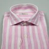 Camicia A Righe Rosa In Puro Lino Ingram Slim Fit