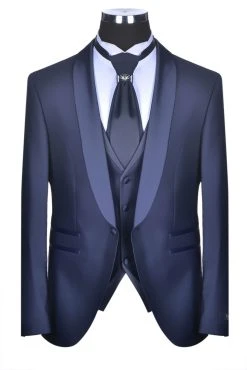 Baggi Men Smoking Blu Navy Baggi Slim Fit Con Gilet E Plastron -Meyer Shop 0 3260ade8 1700