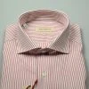 Regent By Pancaldi Camicia Slim Fit Pancaldi A Righe Rosse Cotone Stretch