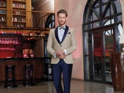 Baggi Men Smoking Beige Baggi Cerimonia Slim Fit Completo Di Panciotto E Papillon