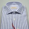 Regent By Pancaldi Camicia In Lino E Cotone Slim Fit A Righe Azzurro