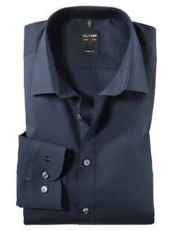 OLYMP Level Five Camicia Blu Scuro Olymp Slim Fit Cotone Stretch -Meyer Shop 0 36776335 1700