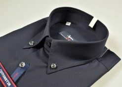 Camicia Blu Scuro Ingram Cotone No Stiro Collo Button Down